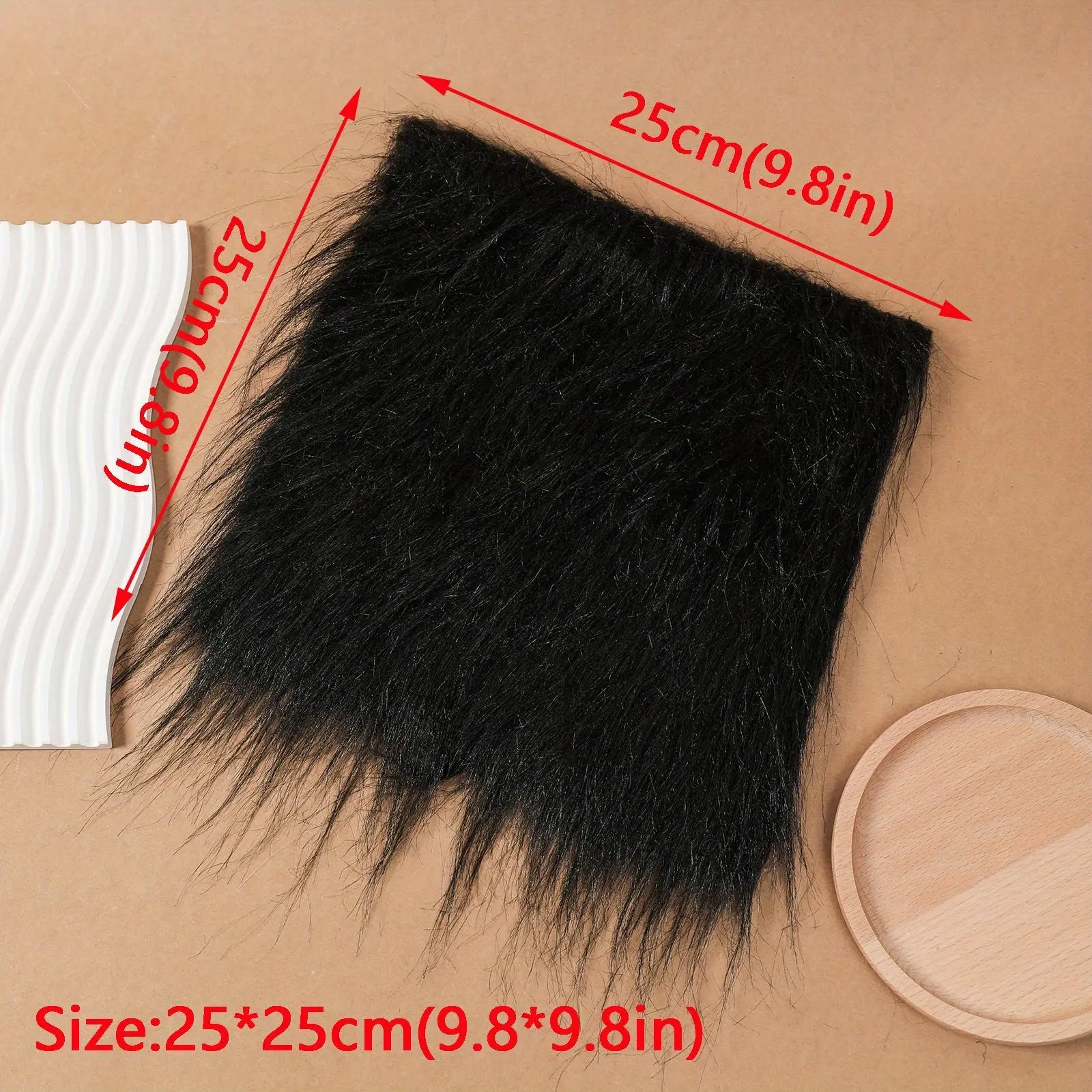 9.8*9.8in Long Faux Fur Fluffy Fabric for Patchwork Sewing Material Doll Toy Beard Hair DIY Handmade Home Decoration Cosplay Fabric