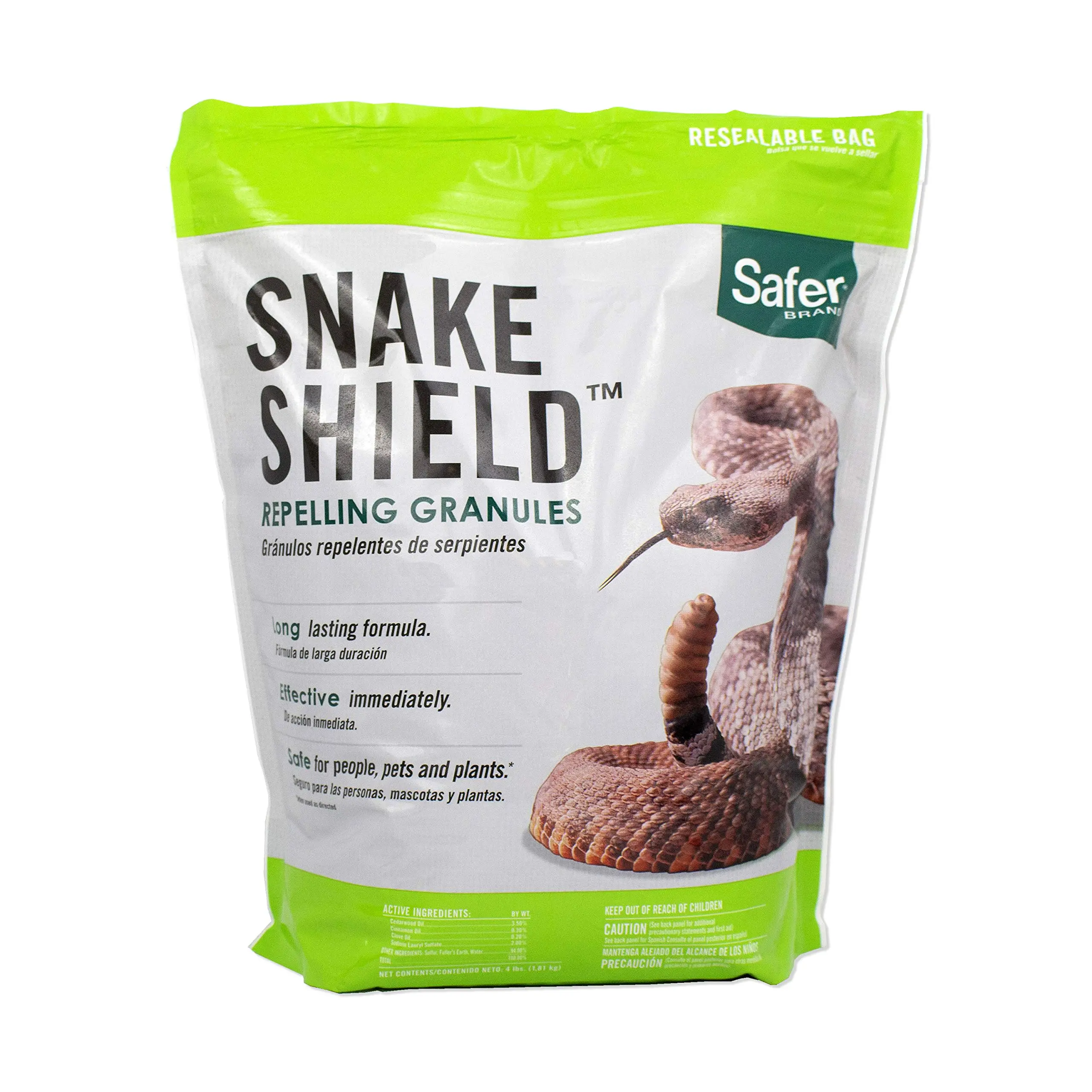 4 lb Outdoor Snake Repellent Granules, Long-Lasting Scent Barrier for Yards, Gardens, Flower Beds, Barns & Cabins, Helps Deter Venomous and Non-Venomous Snakes