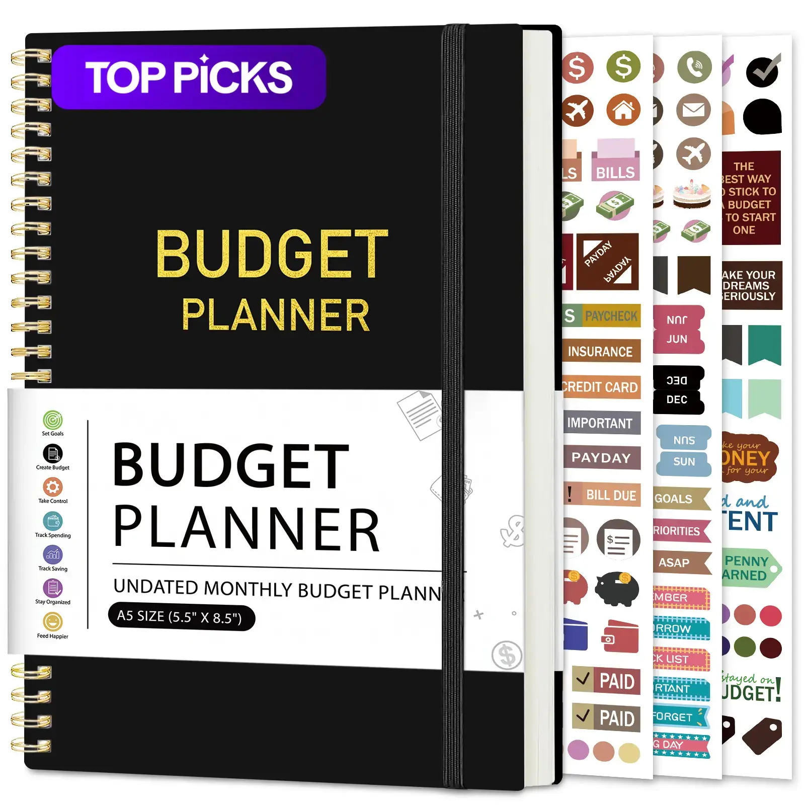 A5 Monthly Budget Financial Planner and Expense Tracker Notebook, Undated Bill Organizer, Budget Planners, and Finance Planner for Money Management, Office Stationery #GLOBAL PICKS
