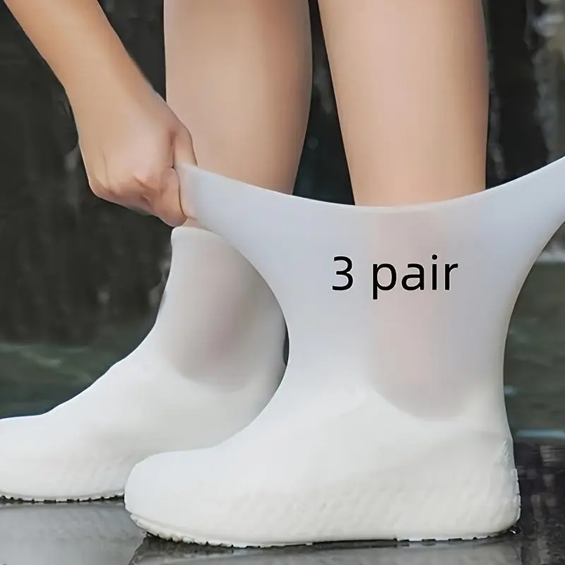 Reusable Waterproof Latex Cover for Rain Boots, 3 Pairs Durable Boots Cover, Boots Protector, Shoe Covers, Rainy Day, Rainy Season, Home Supplies