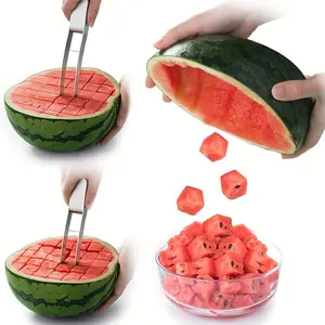 304 Stainless Steel Watermelon Slicer - Effortless Manual Tool for Perfect Cubes, Ideal for Picnics and Parties, Picnic Essentials | Modern Kitchen Tool | Durable Construction, Watermelon Slicer
