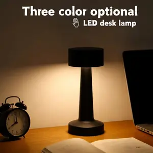 Portable Metal LED Table Lamp, Touch Control USB Rechargeable, 3 Color Modes, 3 Level Brightness, Bedside Light, Office Reading Lamp, LED Mood Light, Modern Mood Lighting, Desk Lamp