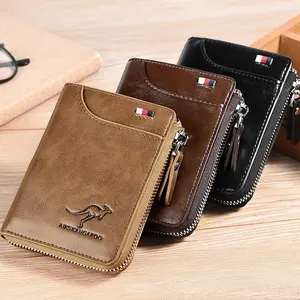 Men's Slim RFID Wallet with 14 Slots Credit Card Holder Thin Leather Bifold Design Minimalist Front Pocket Compact Brown Hand Wash Only