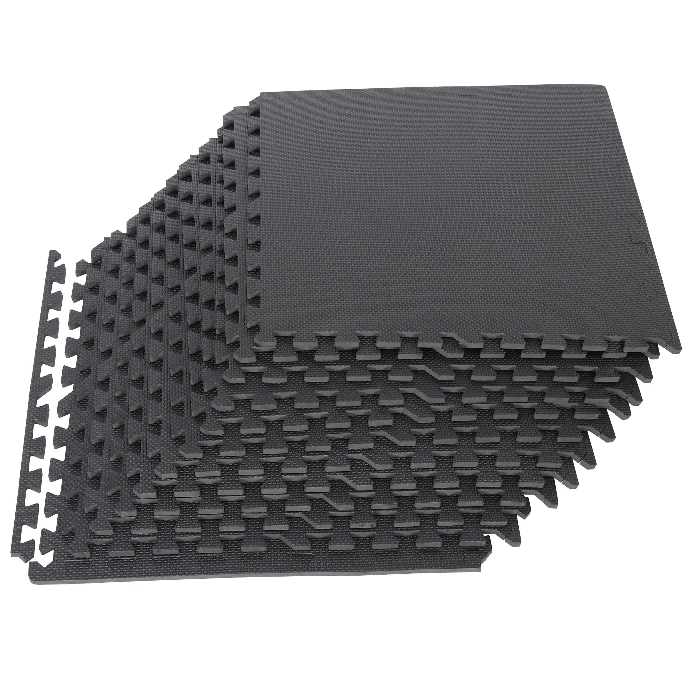 Segawe 12-Piece Extra Thick Shock-Absorbent EVA Foam Solid Color Mat, 24x24in Waterproof Interlocking Puzzle Floor Mat for Home Gym, Fitness Accessory, Black, Area Rugs Alternative,summerwins