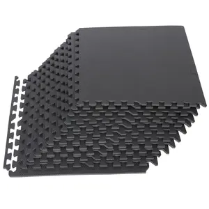 Segawe 12 Pieces 24 x 24" Puzzle Exercise Floor Mat with EVA Training Interlocking Tile, Black