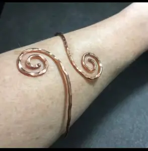 Handcrafted Spiral Copper Bangle/Cuff