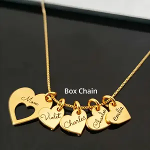 AS198 Meaningful Personalized Hearts  Family Name Multiple Heart Names Necklace, Birthday,Family Keepsake Necklace Family Names Mom's Day Gift For Mother's Day