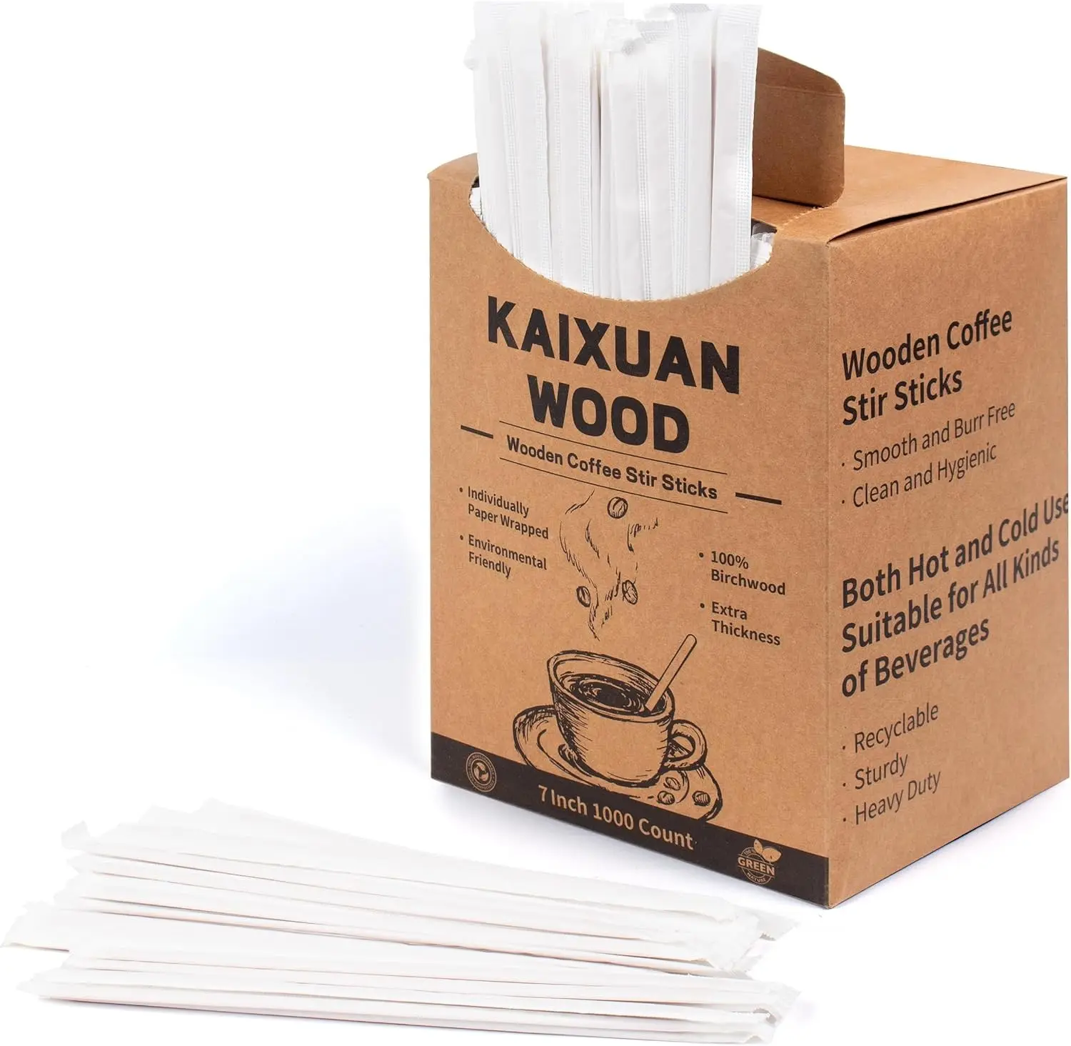 7 Inch 1000 Pcs Individually Wrapped Coffee Stirrers, Paper Wrapped Coffee Stir Sticks, Wrapped Stir Sticks, Tea and Hot Chocolate Gifts
