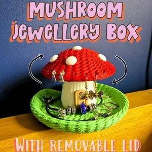 1pc 3D Printed Mushroom House Figurine, Cute Collectible Figurines, Home Decor Statue, Storage Decoration, Halloween Christmas Gift, Birthday Present