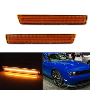 2PCS Amber Lens Full LED Front Side Marker Lights For Dodge Challenger 2015 2016 2017 2018 2019 2020 2021 2022 2023 Replace OEM 68195788AB, 68195789AB, 68195797AB, 68195796AB, 68195788, 68195789, 68195797, 68195796