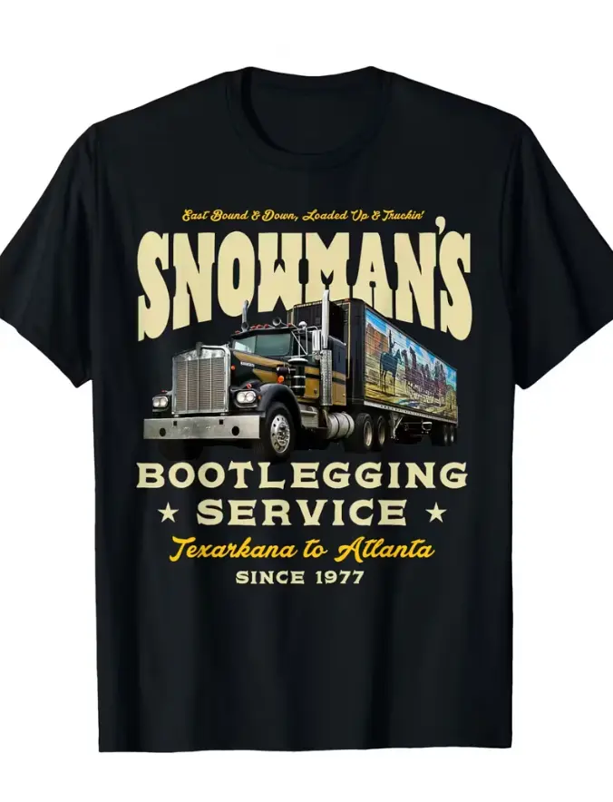 Vintage Snowman Smuggler Waiter Pattern T-Shirt • From Traxcana to Atlanta Since 1977 • Vintage Truck Design • 100% • Short Sleeves Round Neck • Men's Casual Fit • Casual T-shirt | Vintage Patterned T-shirt | Smooth Fabric