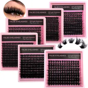 Mixed Length False Individual Eyelashes Kit, Fluffy Eyelashes, Separated False Eyelashes, 6 Boxes Natural Look Eyelash Extensions, Self Grafting Curling Fake Eyelashes for Eye Makeup Enhancement, Diy Eyelash Extensions, False Eyelash Set