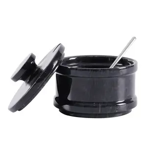 Handmade Marble Salt Cellar with Spoon