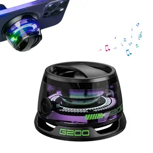 CENPIN G200 Magnetic Mini Bluetooth Speaker 5W Wireless Bluetooth 5.3 RGB Light Game Mode 7H Playtime Portable Phone Stand for iPhone Travel Golf Cart Black/Purple