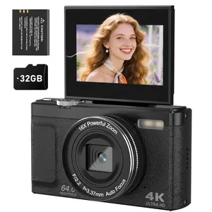 4K Digital Camera for Photography, 2025 Latest Auto-Focus Vlogging for YouTube Video 3'' 180° Flip Screen Travel Cameras 16X Zoom Anti-Shake 4K Cameras with 32GB SD Card, High Definition Camera, Autofocus Vlogging Camera