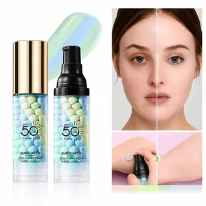 3-Color SPF 50 Color Correcting Face Primer – Waterproof Makeup Base, Oil Control & Hydrating Tone-Up Cream, Pore Blurring Sunscreen Primer for Flawless Radiant Skin #SummerVibes