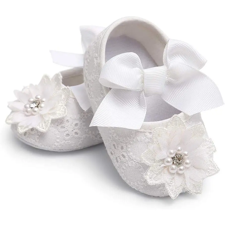 Baby Girl's Bow Mary Jane Flats - Soft Soled Round Toe Casual Prewalker Shoes, Non-Slip 6-12 Months Infant First Walkers for Many Occasions, All Seasons Dress Up & Baby Shower Gift, Soft Soled Shoes, Stylish Design, Mary Janes Flat Shoes