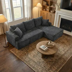95"L L-shaped Living Room Design Comfortable No Assembly Required Popular Non-rigid Combination Modular Sofa Fabric Durable Big Comfy Couch Pillow Soft Holiday Furniture  boneless sectional couch  cloud couch  couches