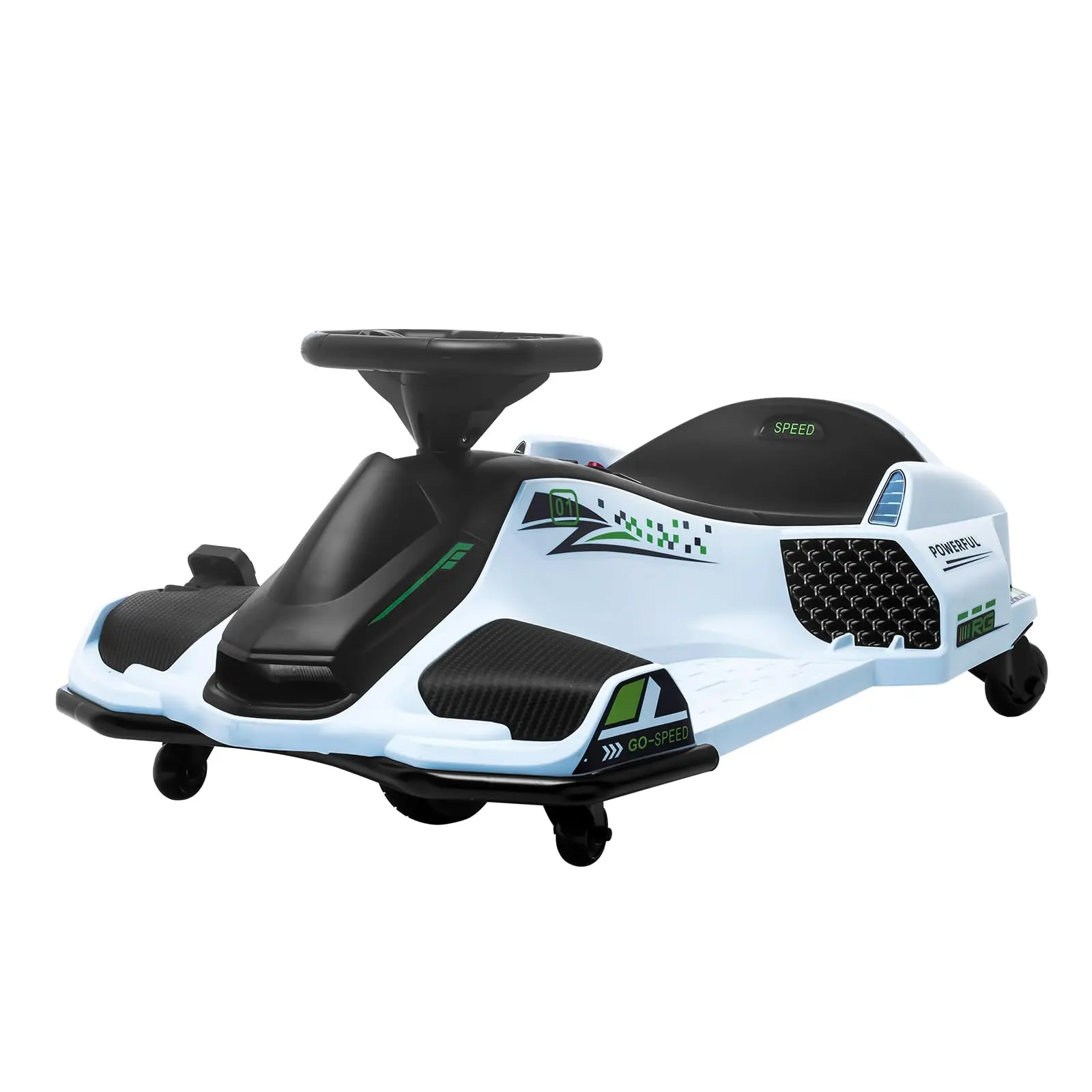 Gaomon 24V Kids Electric Drifting Go Kart with Ride on Wheels - 180W Brushless Motor, Variable Speed Battery Powered, Remote Control, LED Lights, Metal Frame, Built-in Music, ASTM & CPC Certified for 8-14 Year Olds (White)