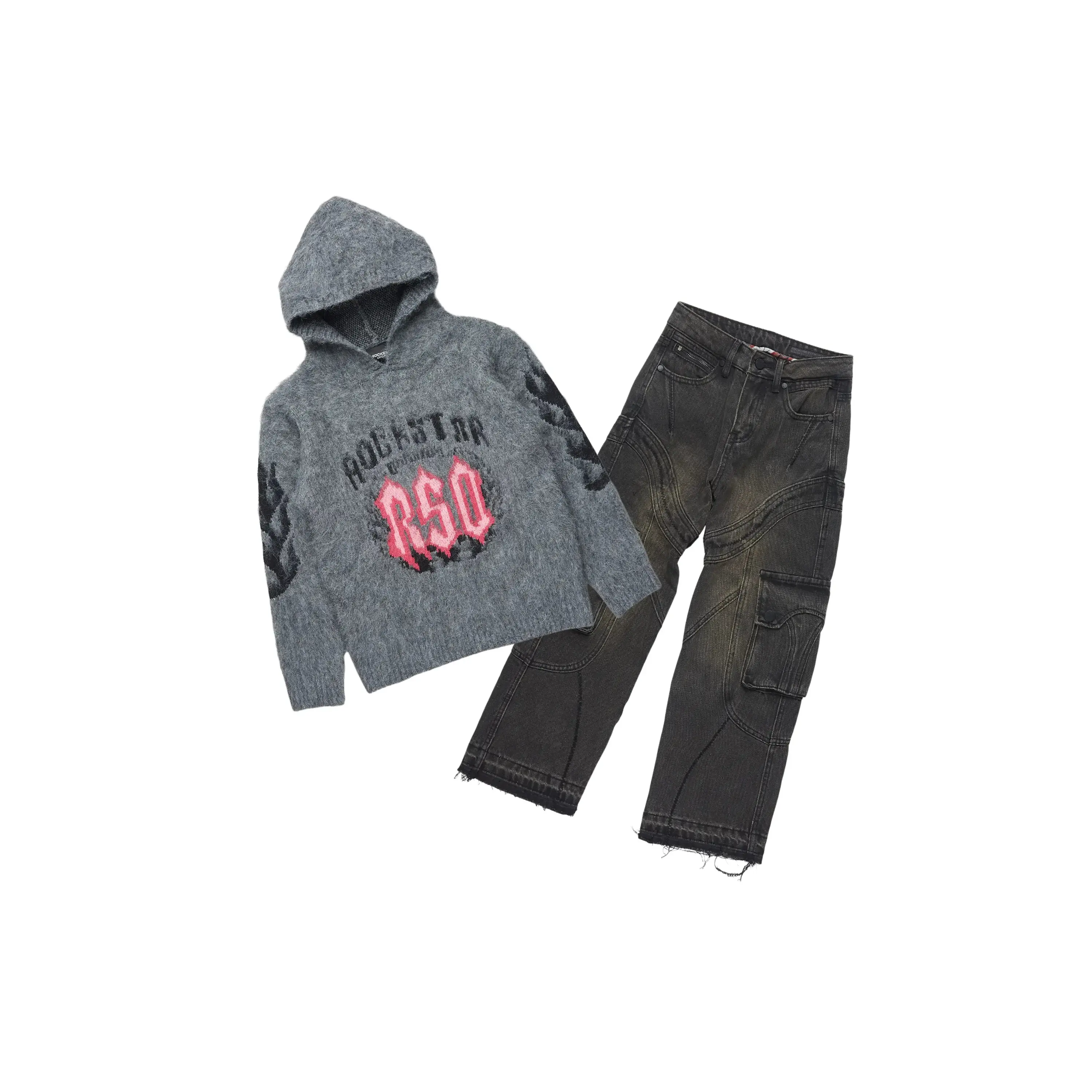 Boys Kanan Grey Mohair Hoodie/Baggy Jean Set