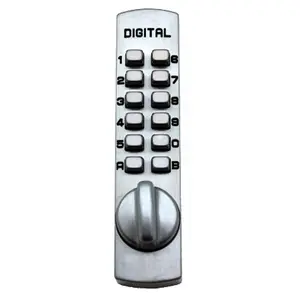 212 MAIN Lockey C-120-SN Satin Nickel Surface Mount Slide Deadbolt - Lightweight Low Profile Accessory with Reversible Bars, Digital Lock, Door Locks, Childproof Security, Easy Code Change, Indoor and Outdoor Motorcycle Use