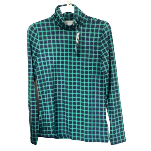 Women's Light Turtleneck, Green Gingham, XS, S, M, L, NWT, SHIPS FREE