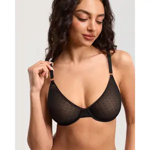 Women's Sexy Sheer Mesh Demi Bra Unpadded Underwire Breathable