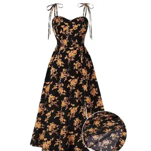 2026  cross-border independent station French summer waist cinching sexy floral slimming slip dress