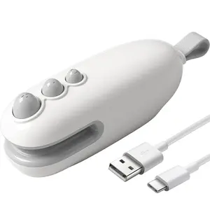 Mini Bag Sealer, Heat Sealer with Cutter, Rechargeable Bag Sealer, Handheld Heat Sealer Machine with Magnetic, Portable Bag Sealer Heat Seal for Keep Food Fresh and Snacks Crispy. White