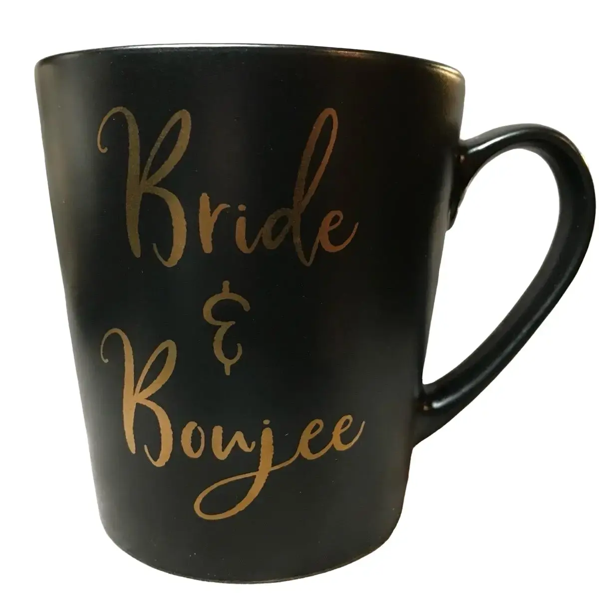 “Bride and Boujee” Cute Bridal Themed Mug Tea Cup Chai Latte Mugs Great for Gift Giving Black and Gold