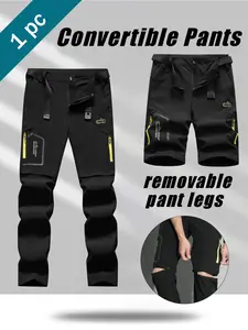 Summer Lightweight Detachable Two-Piece Outdoor Quick-Dry Work Pants, Sporty Fitted Athletic Long Pants, Multi-Pocket Adjustable Waistband