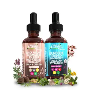 Clean Nutra Air & Balance Duo | Black Walnut, Wormwood, Burdock, Echinacea, Clove, Red Root & Reishi for Full-Body Cleanse, Immune & Detox Support Liquid Drops [Para Defend + Lympho Defend]