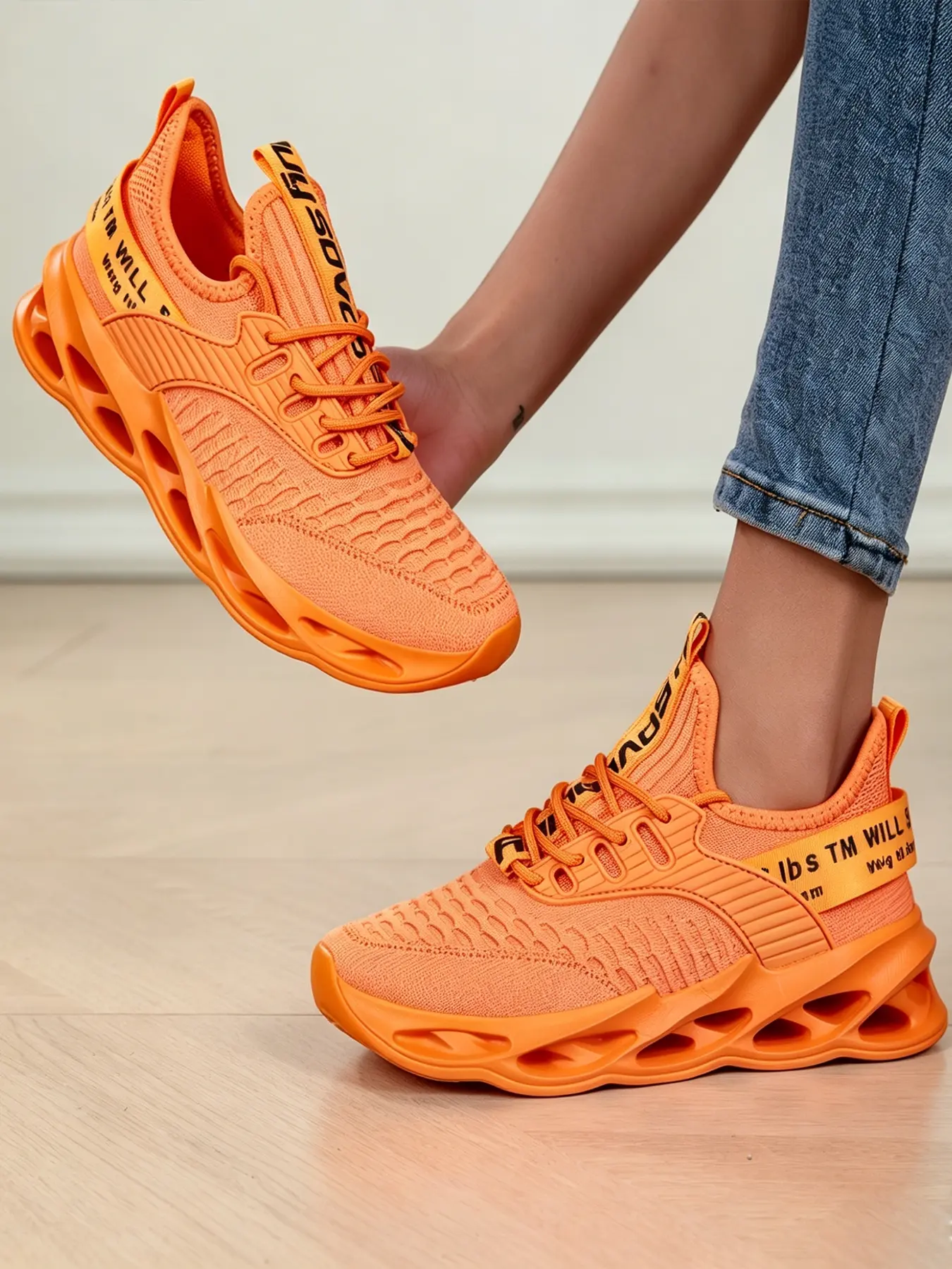 Women's Breathable Knit Running Shoes, Knitted Running Shoes, Sporty Running Shoes, Non-Slip Blade Sole Fashion Sneakers, Workout Sneakers, Lightweight Athletic Walking Shoes for Gym, Jogging, Casual Wear, Multiple Colors Available