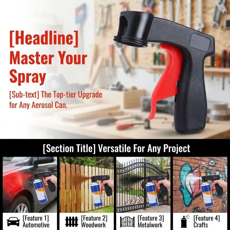 Portable Plastic Composite Spray Gun Handle, Universal Handheld Paint Sprayer Grip, Ergonomic Coating Applicator for Car Refinishing Jobs, DIY Projects, Father’s Day Gift, Beginner Friendly, Car Lovers