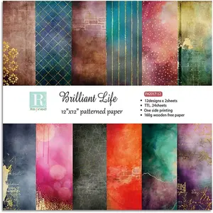 Scrapbook Paper Pad Pack 12x12,Brilliant life Vintage Pattern Double Sided Printed Classic Old Looking Background Craft Paper for Scrapbooking Card Making Decoration,12 Designs 24 Sheets