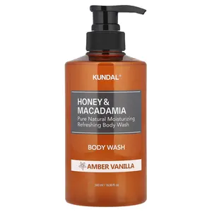 Kundal Honey & Macadamia Body Wash, Amber Vanilla, 16.9 fl oz (500 ml)