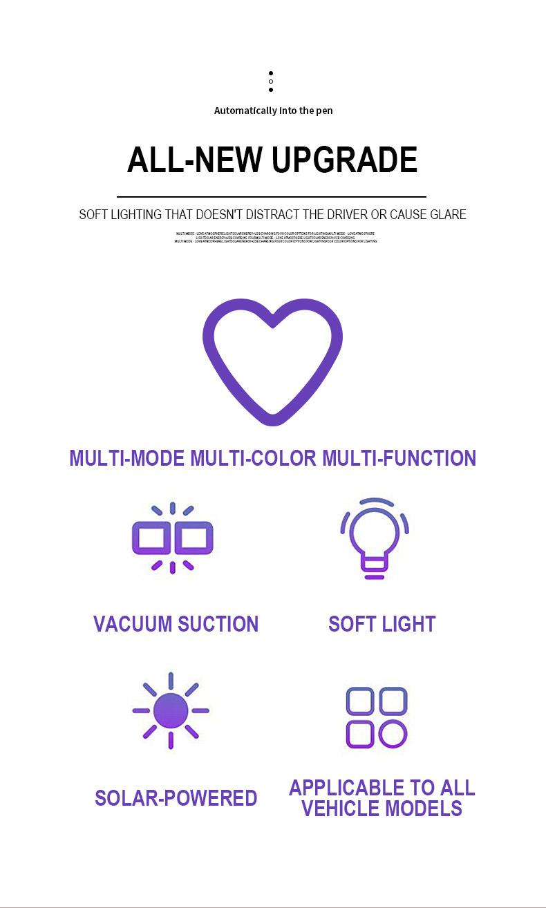 DIYCOM Solar-Powered Heart Neon Light, Multi-Mode Cars Accessory for Car Decorating, Cars Accessories campingessentials travelessentials