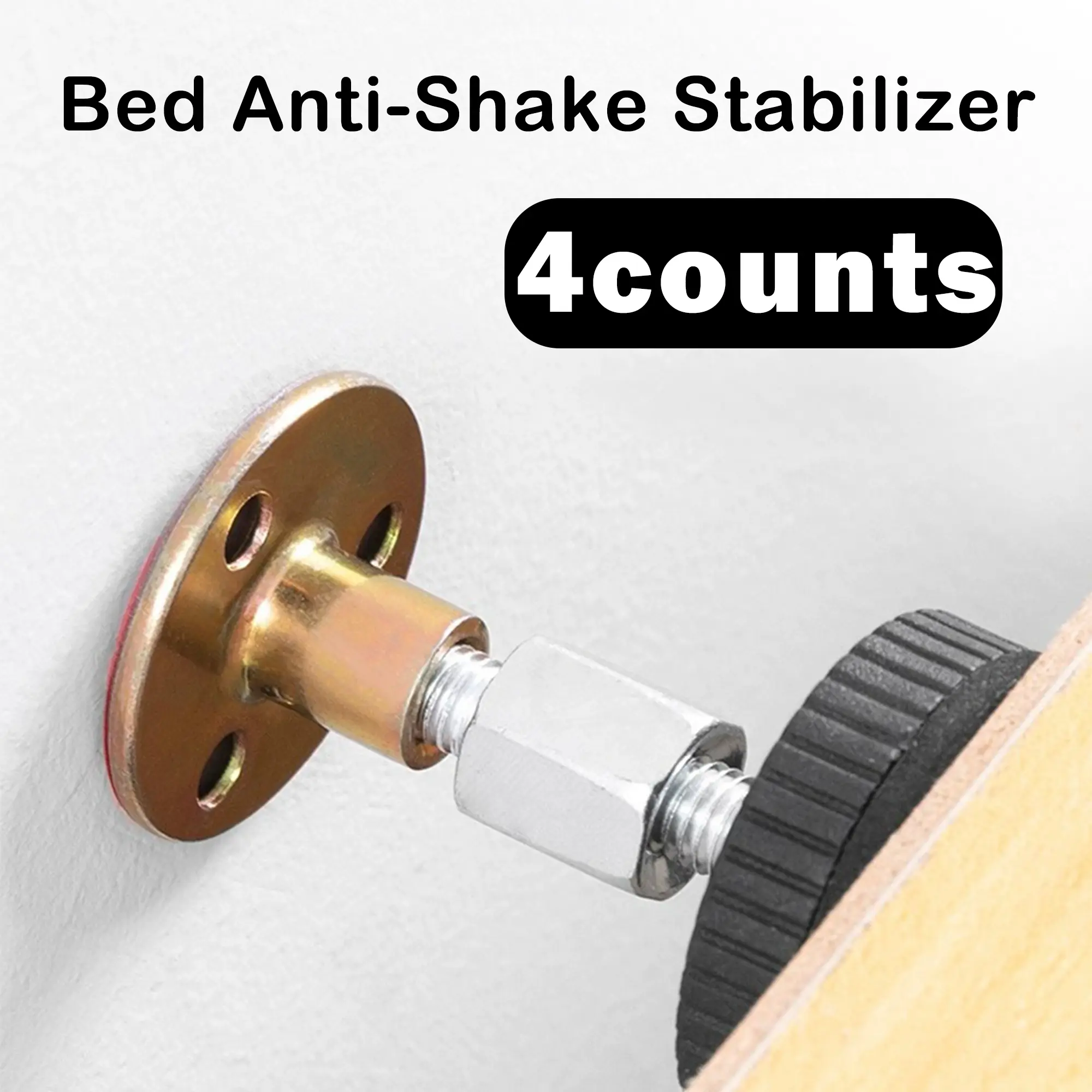 4 Counts Adjustable Threaded Headboard Stoppers Fixer,Headboard Reinforcement Kit, Hassle-Free Setup
