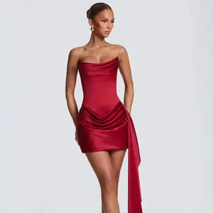 [Oder 10-12days] Elegant Asymmetrical Draped Short Dress Women Aesthetic Quiet Luxury Formal Party Attire 2026 Sophisticated Wear
