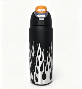 Owala 32oz Silver Aesthetic Flame Print Water Bottle Leak-Proof Stainless Steel Travel  Keeps Drinks Cold 24H Insulated Thermos  Drinkware Flasks Tumbler Bottled Portable,summervibes Wide Mouth Leakproof Glass Juice mug