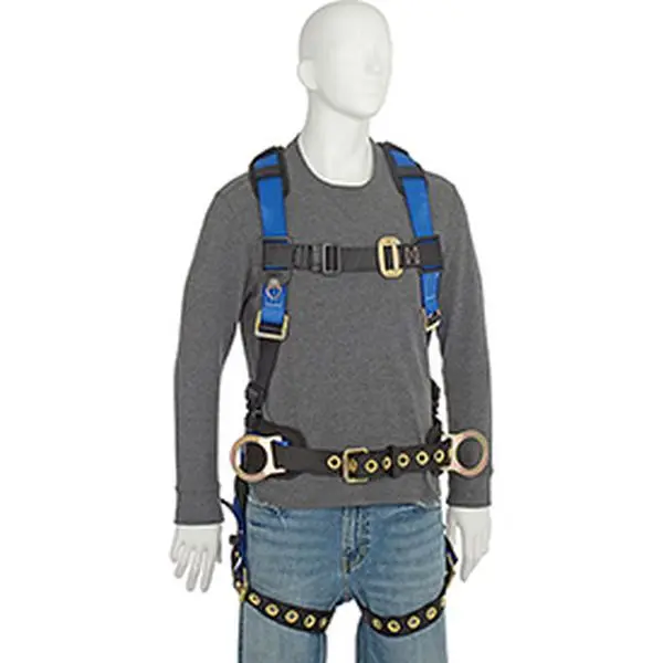 FallTech Foreman 3-D Construction Full Body Harness, 3 D-Rings (Back & Side), 425 lbs Capacity, 5 Points of Adjustment, 9-Position Tongue Buckle Leg Straps, Large & Extra Large, 7" Shoulder Pads, Durable 4" Waist, Mating Buckle Chest