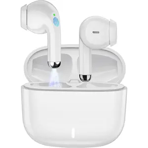 Wireless Earbuds for iPhone 16 15 Pro 14 Plus 13 XR iPad 10th Bluetooth 5.3 Headphones for Samsung Note 20 Ultra S21 S25 S24 S23 S22 HiFi Stereo Sound Earphones with Mic Noise Cancelling Headset White