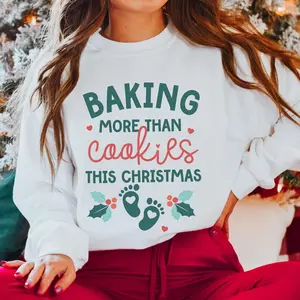 Christmas Pregnancy Announcement Sweatshirt, Baking More Than Cookies This Christmas, Mother To Be Gift, Christmas Pregnant Sweatshirt, Expecting Sweatshirt, Cute Baby Announcement Shirt