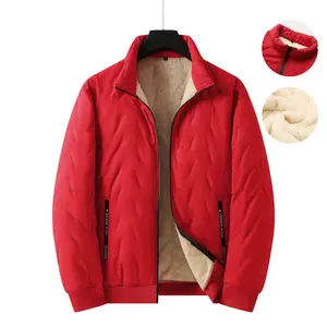 Thickened Windproof Warm Jacket Red Fleece Lined Medium Fit for Cold Weather Cozy Protection SpringStatements