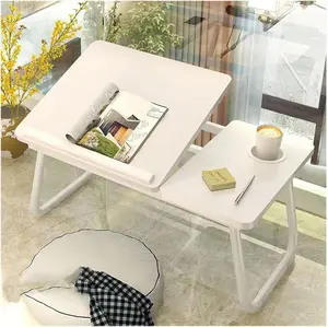 Folding Laptop Table - Foldable, Easy-to-Carry Home Supplies Essential with Cup Slot, Reading Holder, Accommodates Meals or Work, Compact Bedroom Bed Table for Notebooks