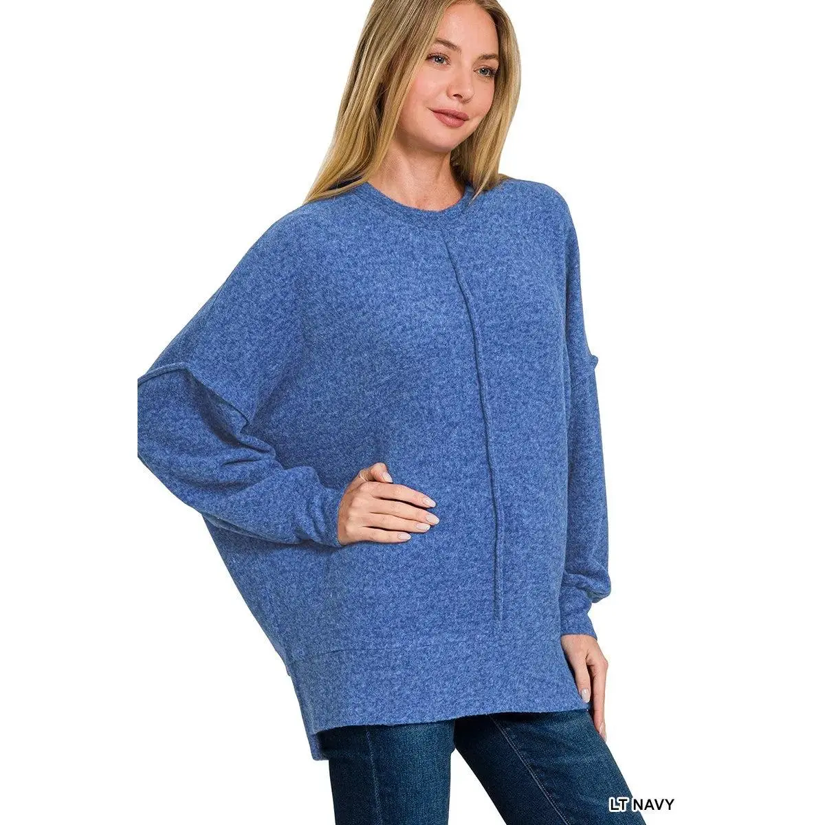 Zenana Brushed Melange Hacci Oversized Sweater