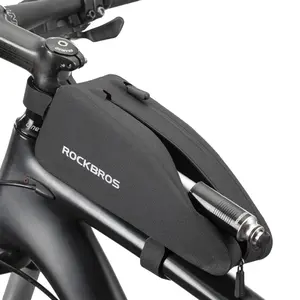 ROCKBROS Bike Bag Top Tube Bike Frame Bag Waterproof Two Zipper Pockets Bike Pouch Top Tube Bike Bags for Bicycles