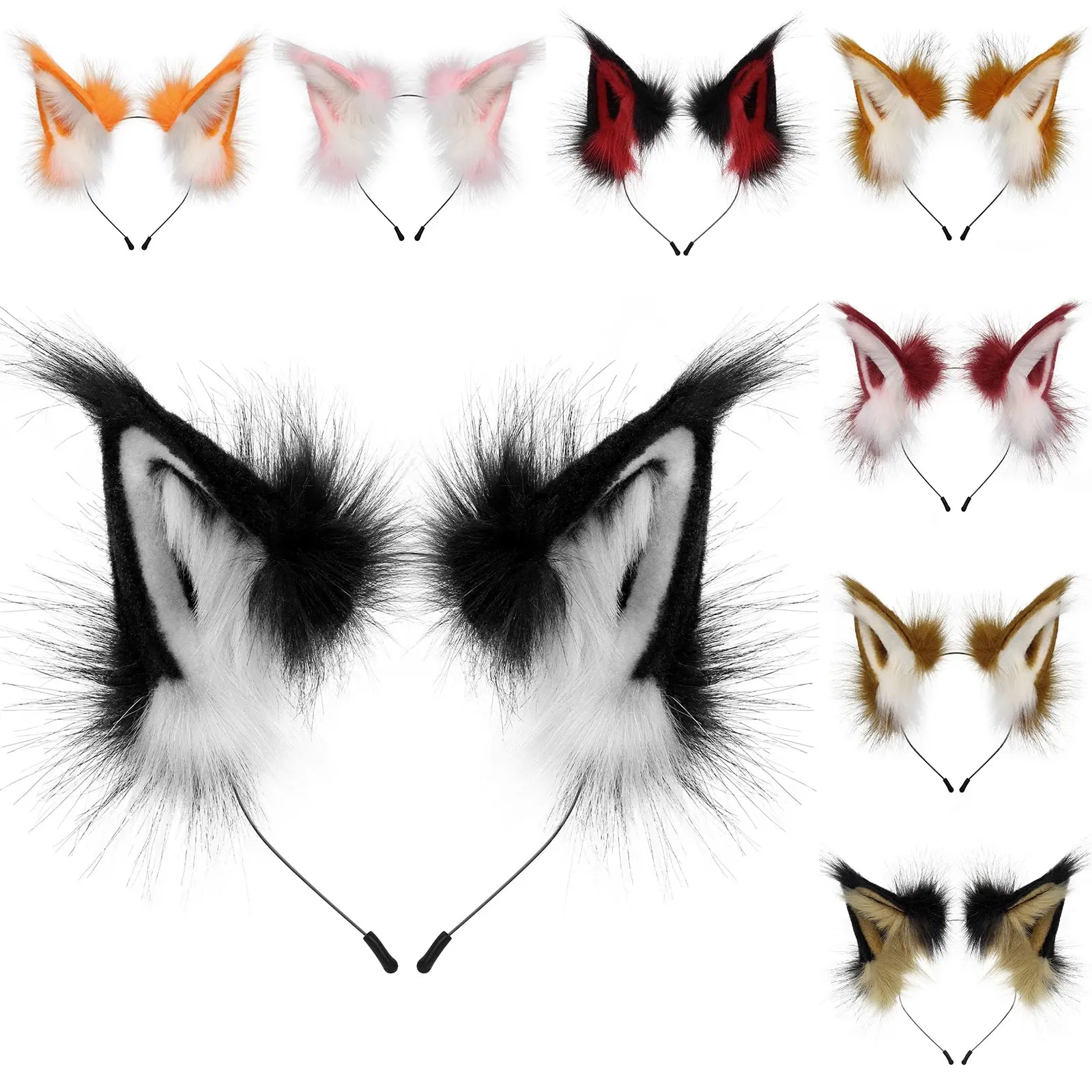 Fashion Unisex Handmade Faux Fur Fox & Wolf Ear Headband - Secure, Comfortable, Lightweight Cosplay Animal Accessory, 1 Size Party Prop for Halloween, Anime Conventions, Instant On Festive Event Use, Party Props, Animals