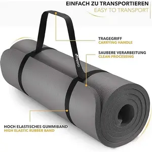 Fitness Exercise Mat Phthalate-Free NBR Foam Yoga Pilates Gymnastics Mat with Adjustable Elastic Band Versatile Skin-Friendly Compact Design non slip work Extra-Thick Non-Slip Yoga Mat with Strap