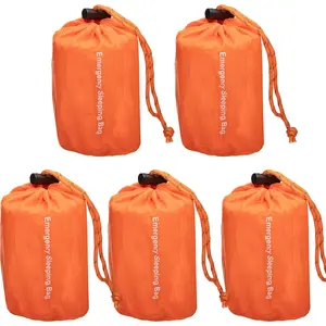 Emergency Survival Sleeping Bags 5 Pack, 84" x 36", Waterproof Warm Camping Bags for Camping, Hiking, Outdoors, Activities and Travel, Durable, Lightweight, Compact Blanket